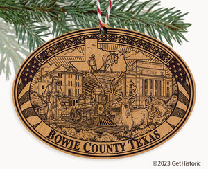 Bowie County Texas Engraved Natural Ornament