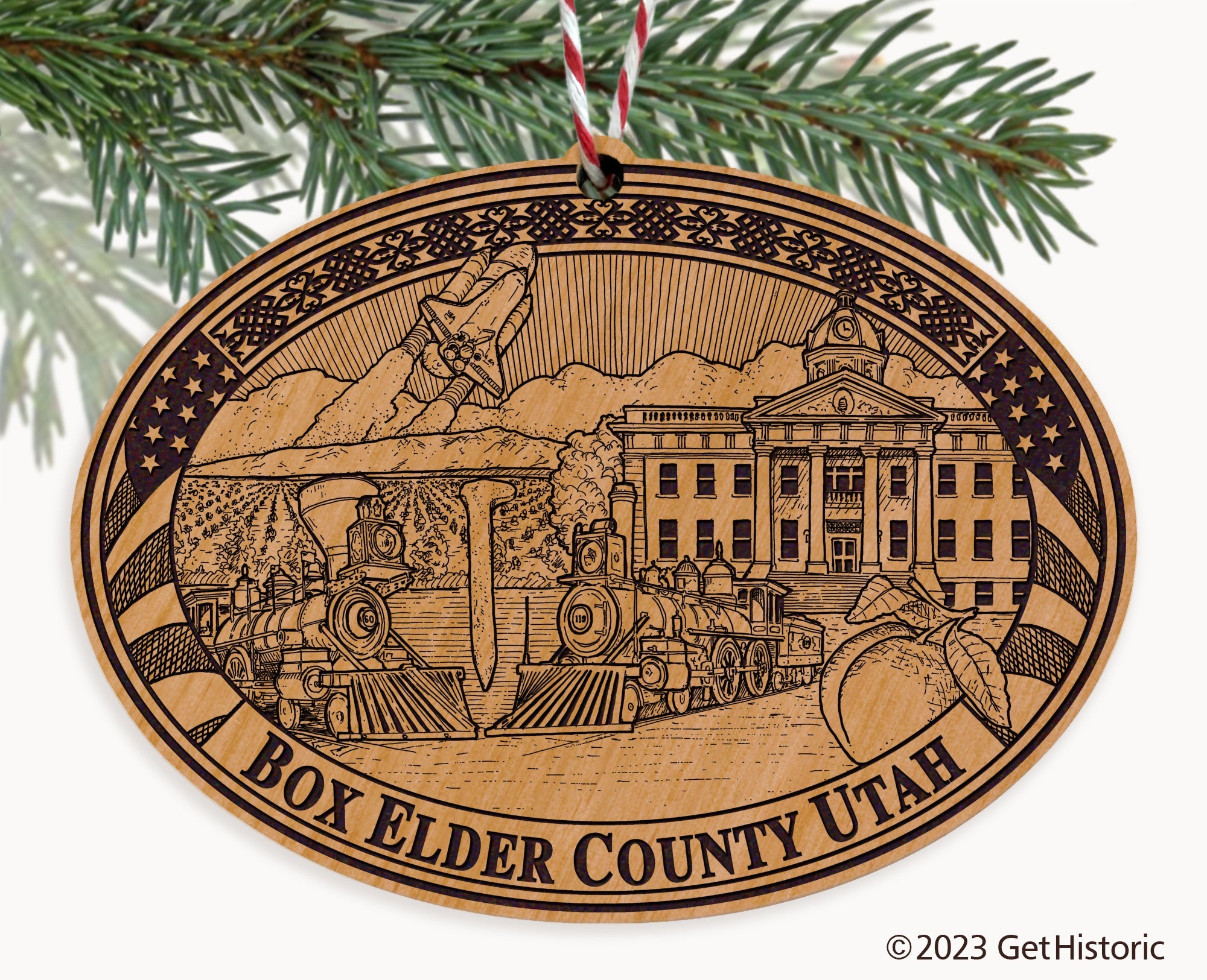 Box Elder County Utah Engraved Natural Ornament