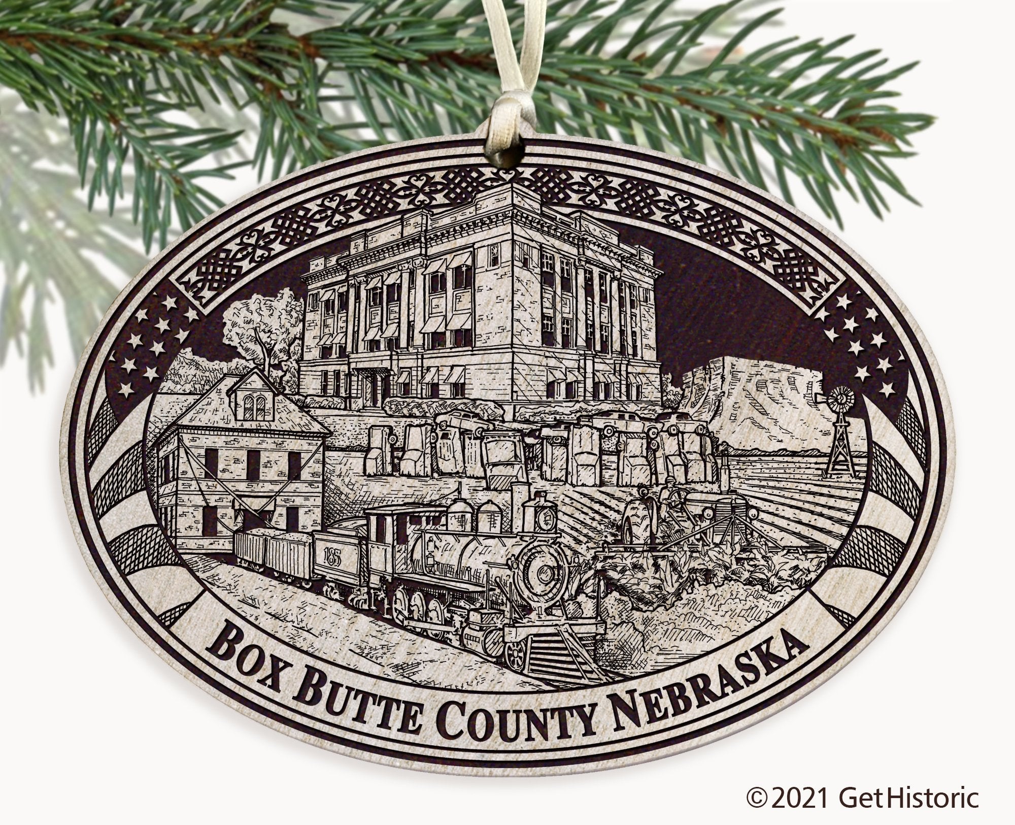 Box Butte County Nebraska Engraved Ornament