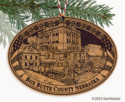 Box Butte County Nebraska Engraved Natural Ornament