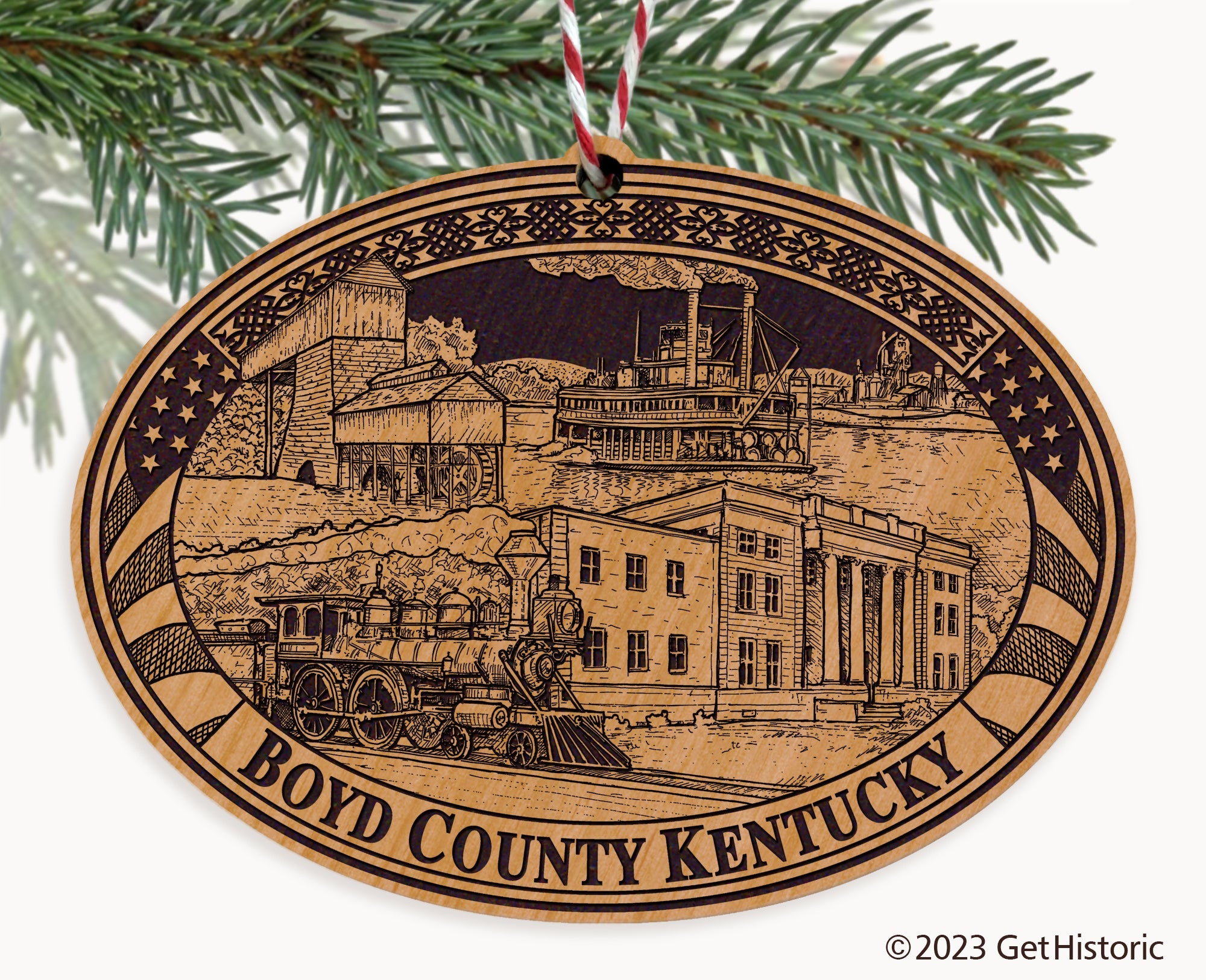 Boyd County Kentucky Engraved Natural Ornament