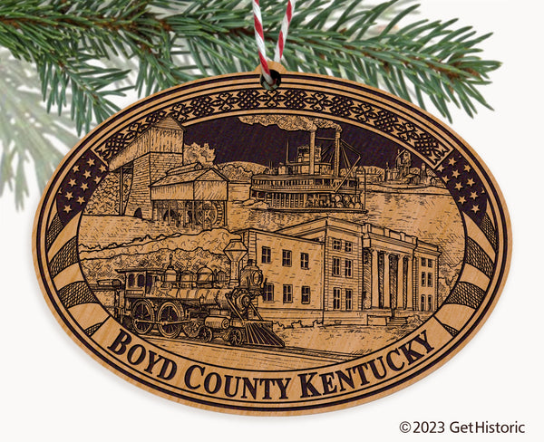 Boyd County Kentucky Engraved Natural Ornament