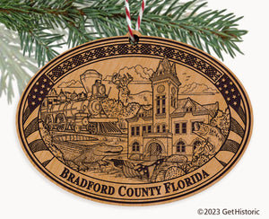 Bradford County Florida Engraved Natural Ornament