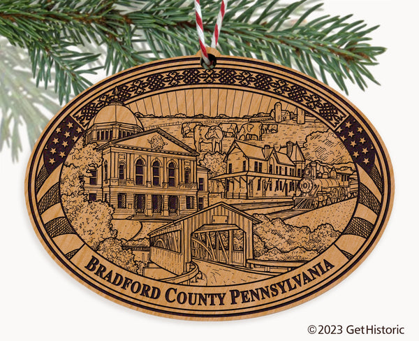 Bradford County Pennsylvania Engraved Natural Ornament