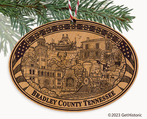 Bradley County Tennessee Engraved Natural Ornament