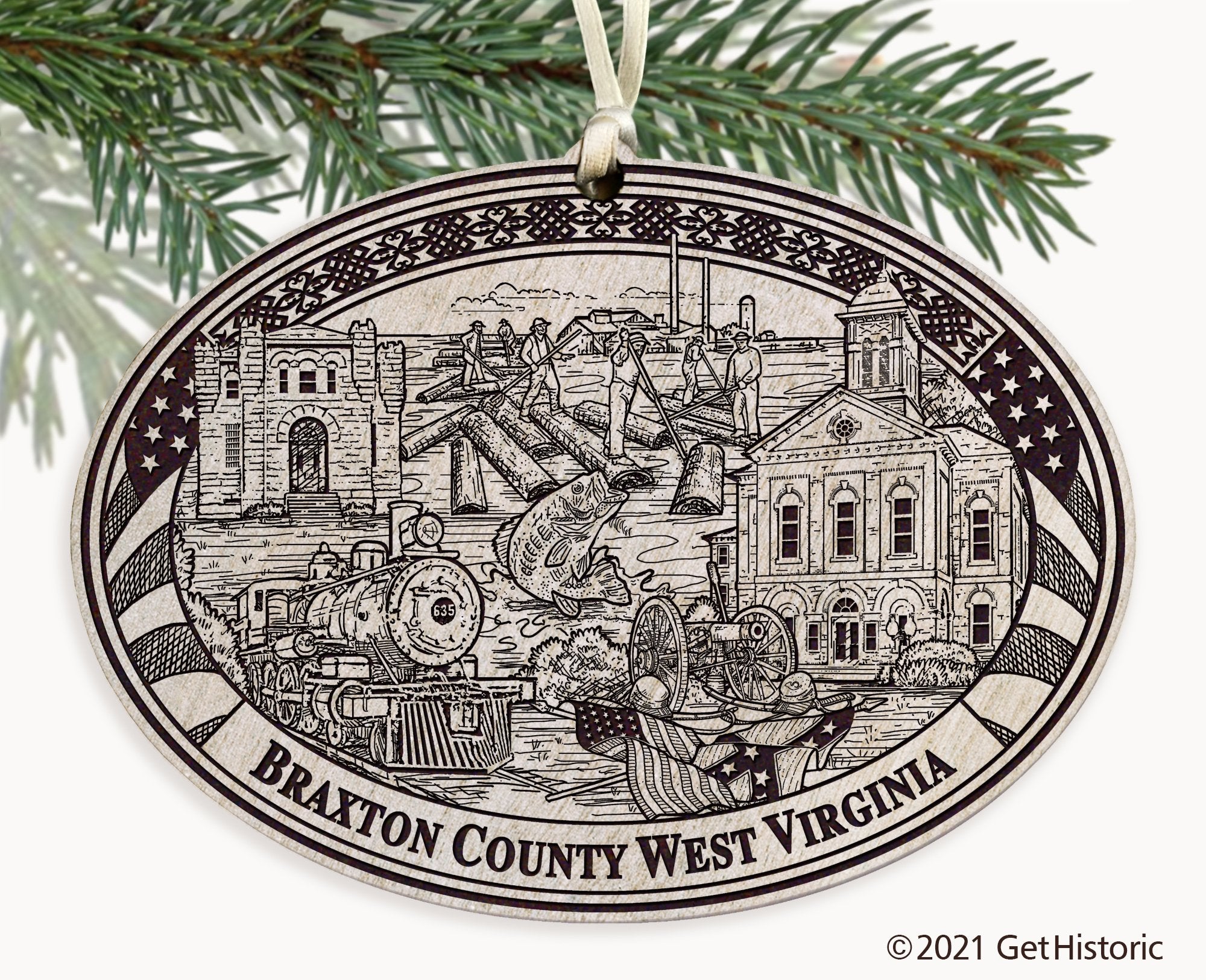 Braxton County West Virginia Engraved Ornament