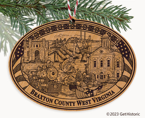 Braxton County West Virginia Engraved Natural Ornament