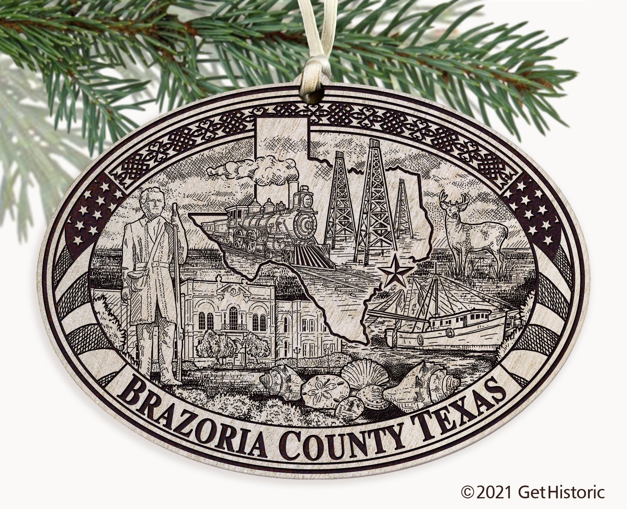 Brazoria County Texas Engraved Ornament