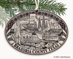 Brazoria County Texas Engraved Ornament