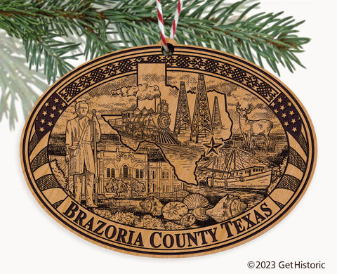 Brazoria County Texas Engraved Natural Ornament