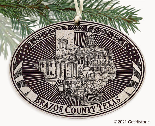 Brazos County Texas Engraved Ornament