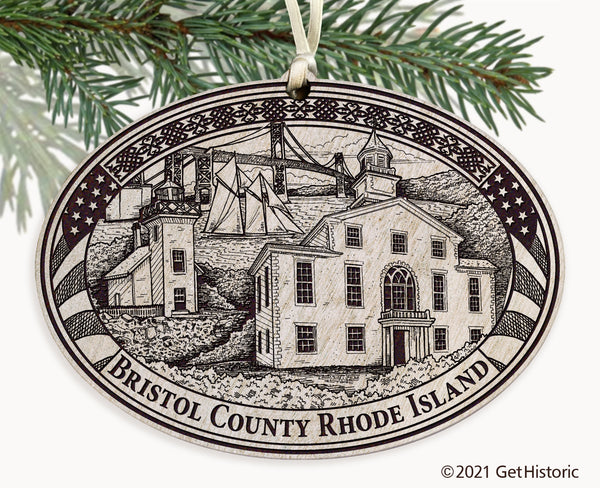 Bristol County Rhode Island Engraved Ornament