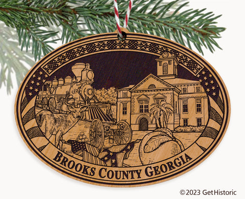 Brooks County Georgia Engraved Natural Ornament