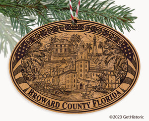 Broward County Florida Engraved Natural Ornament