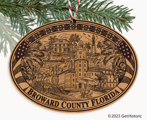 Broward County Florida Engraved Natural Ornament