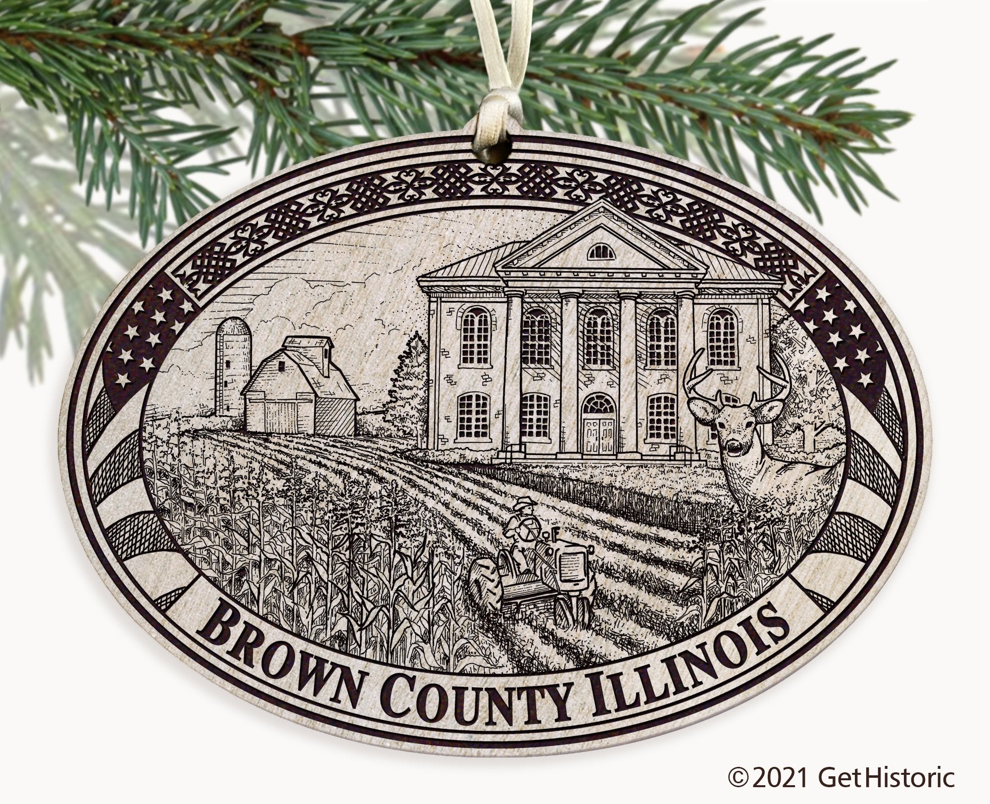 Brown County Illinois Engraved Ornament