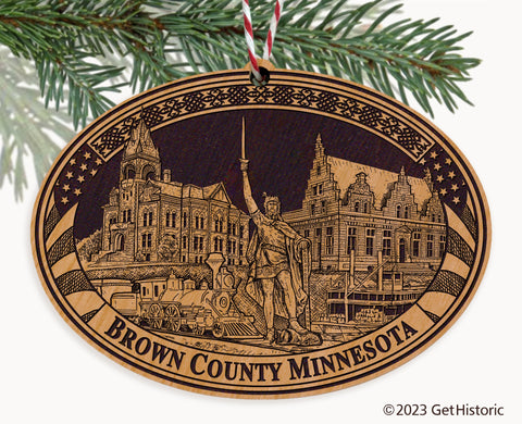 Brown County Minnesota Engraved Natural Ornament