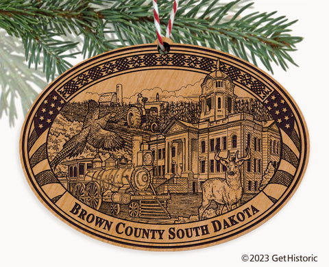 Brown County South Dakota Engraved Natural Ornament