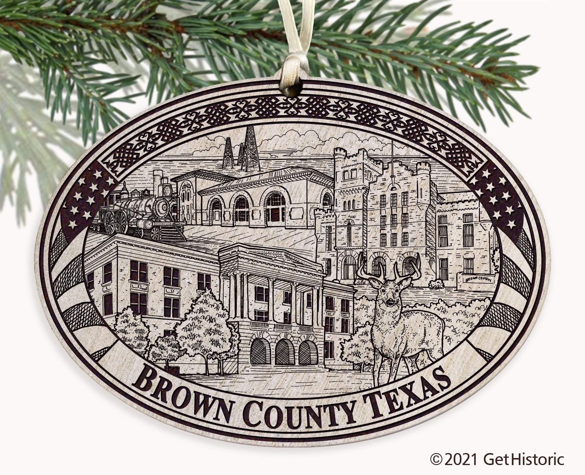 Brown County Texas Engraved Ornament