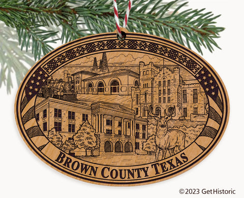 Brown County Texas Engraved Natural Ornament