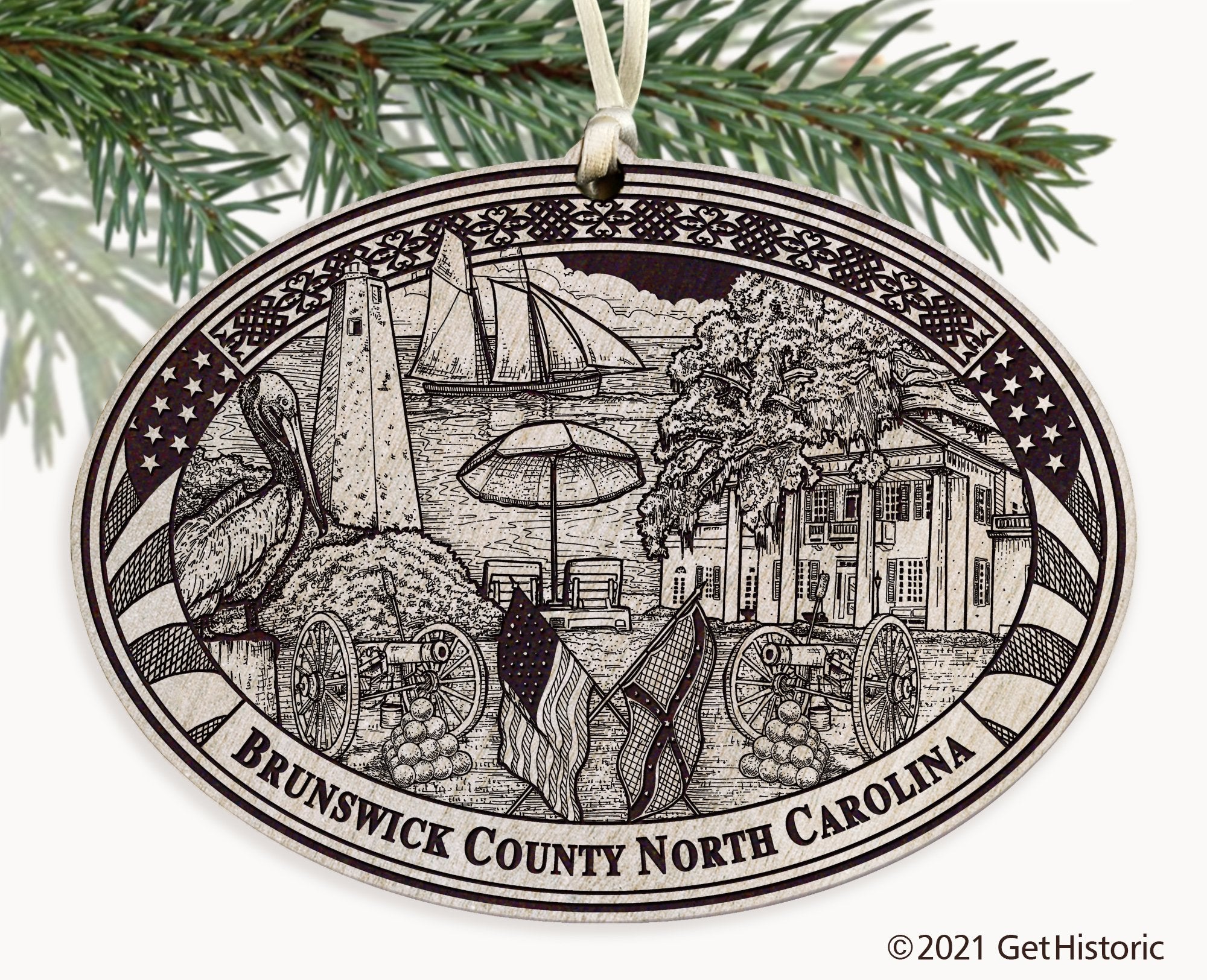 Brunswick County North Carolina Engraved Ornament