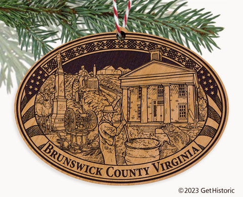 Brunswick County Virginia Engraved Natural Ornament