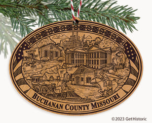Buchanan County Missouri Engraved Natural Ornament