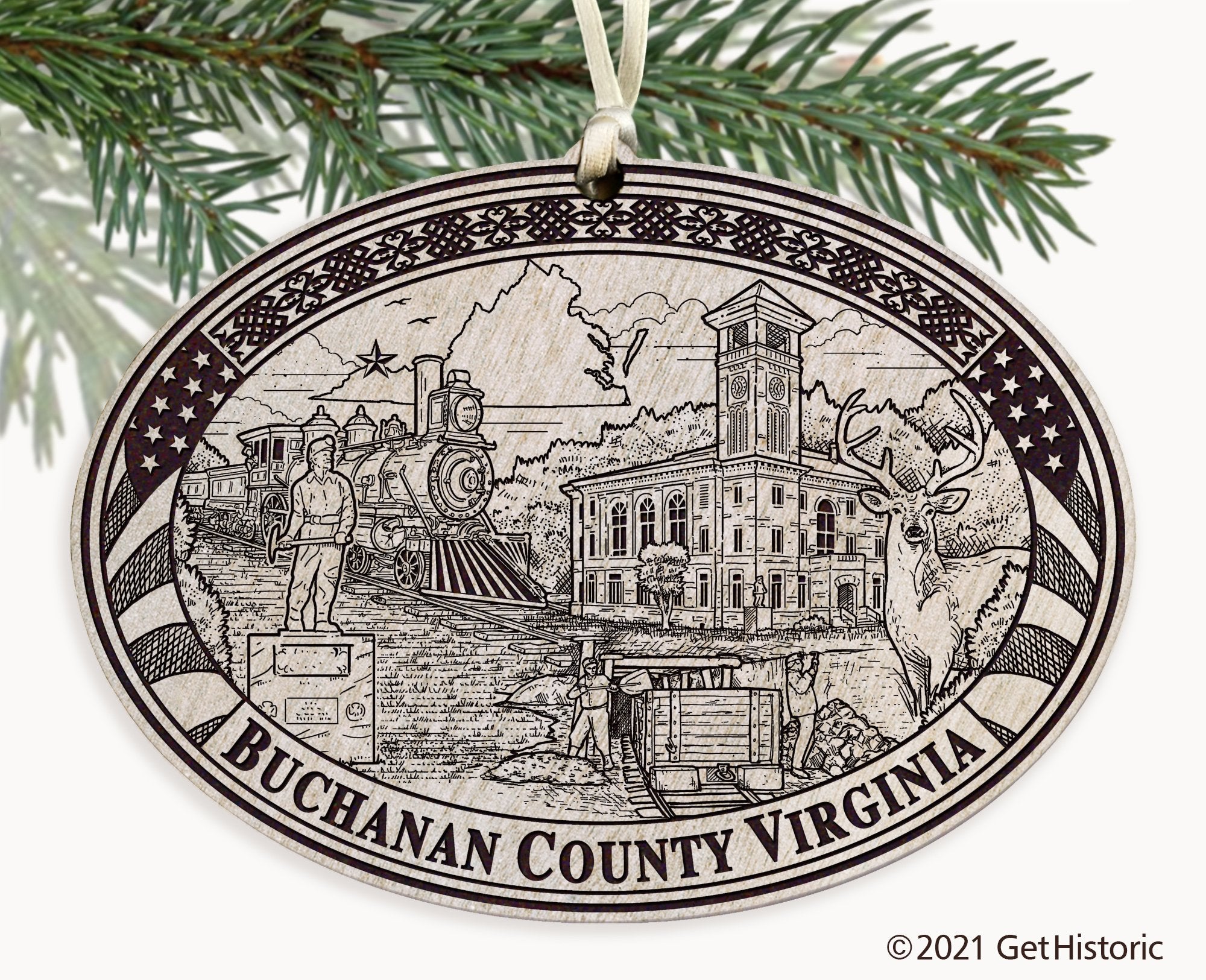 Buchanan County Virginia Engraved Ornament