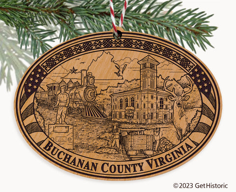 Buchanan County Virginia Engraved Natural Ornament
