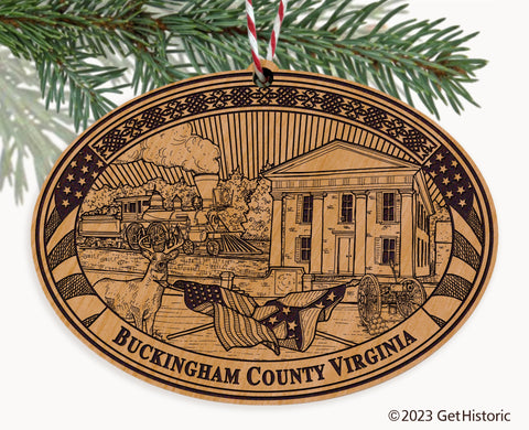 Buckingham County Virginia Engraved Natural Ornament