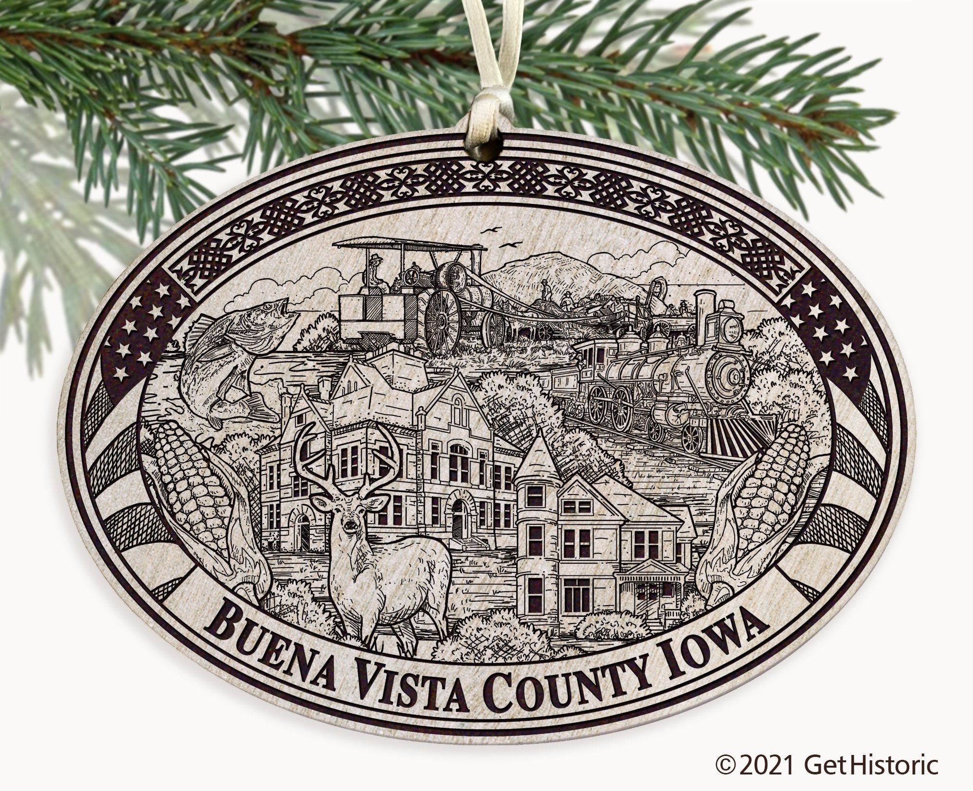 Buena Vista County Iowa Engraved Ornament