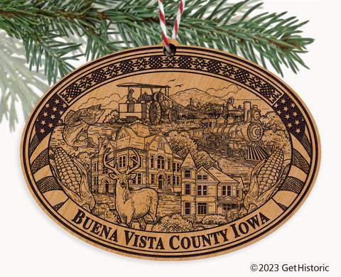 Buena Vista County Iowa Engraved Natural Ornament