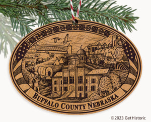 Buffalo County Nebraska Engraved Natural Ornament