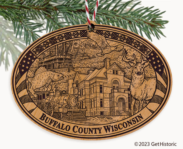 Buffalo County Wisconsin Engraved Natural Ornament