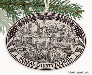 Bureau County Illinois Engraved Ornament