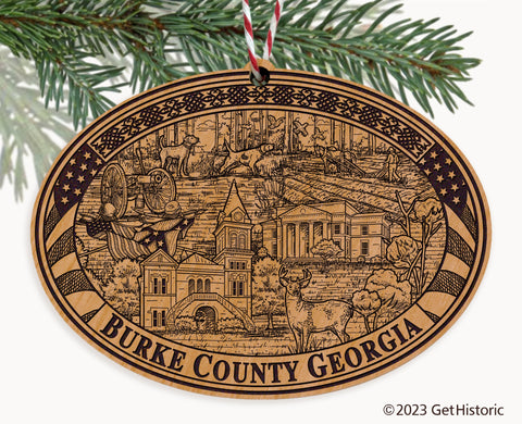 Burke County Georgia Engraved Natural Ornament