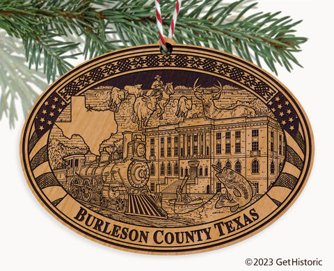 Burleson County Texas Engraved Natural Ornament