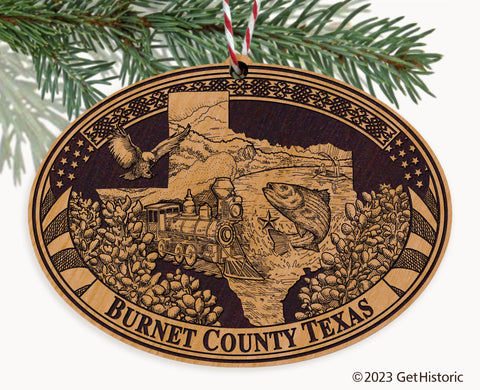 Burnet County Texas Engraved Natural Ornament