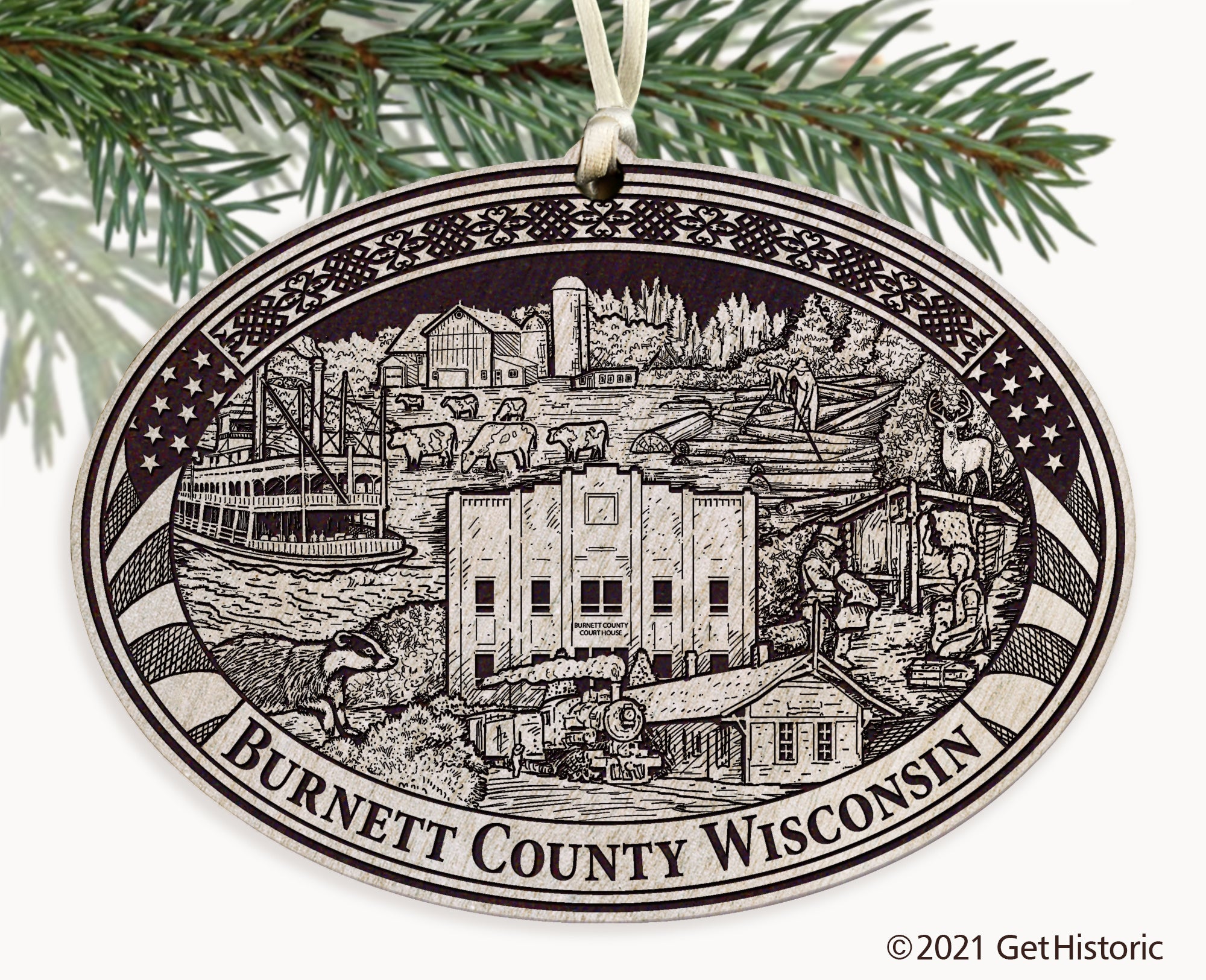 Burnett County Wisconsin Engraved Ornament