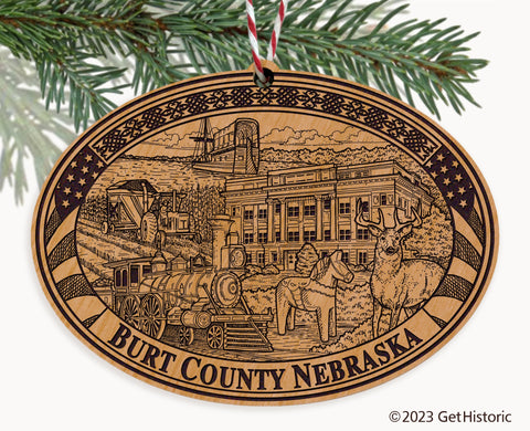 Burt County Nebraska Engraved Natural Ornament
