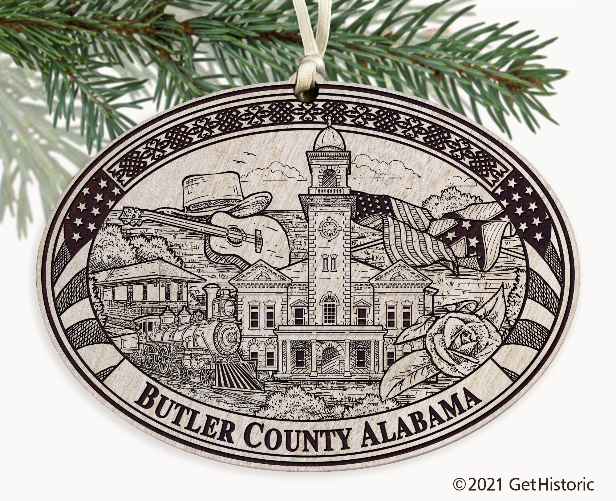 Butler County Alabama Engraved Ornament