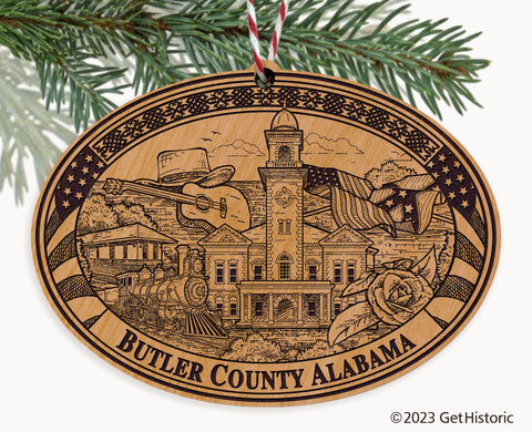 Butler County Alabama Engraved Natural Ornament