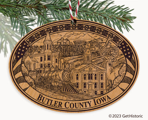 Butler County Iowa Engraved Natural Ornament