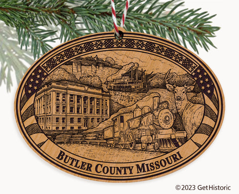 Butler County Missouri Engraved Natural Ornament