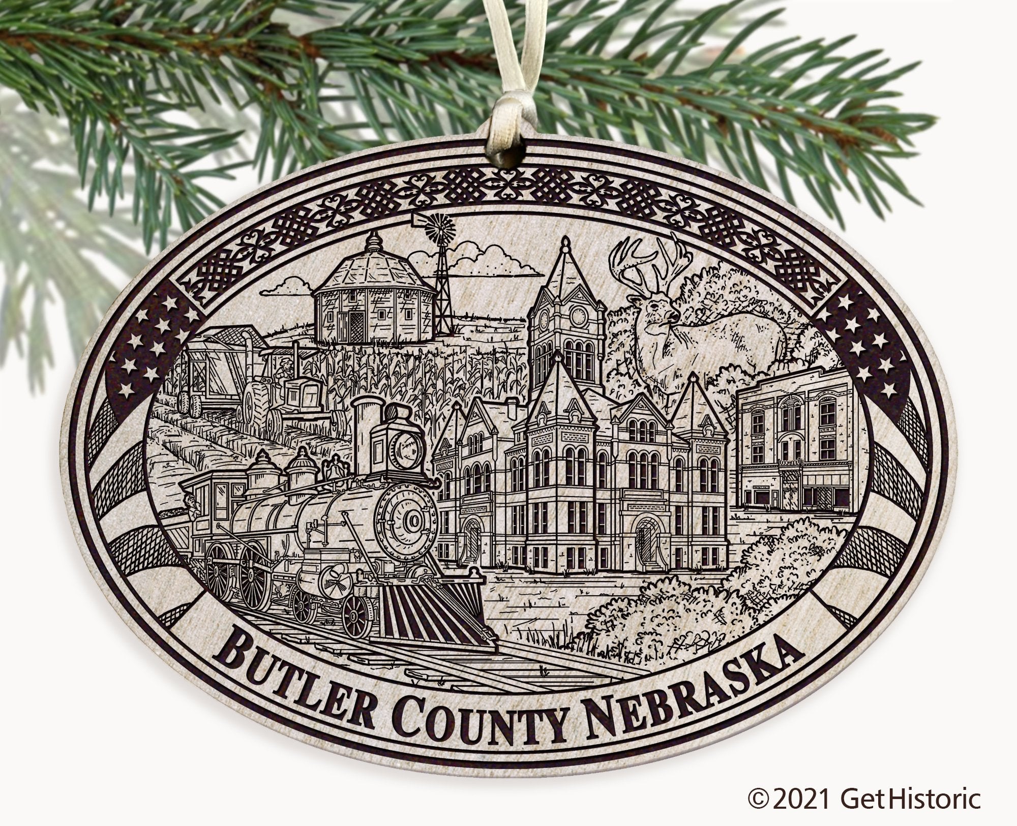 Butler County Nebraska Engraved Ornament