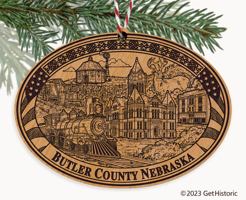 Butler County Nebraska Engraved Natural Ornament