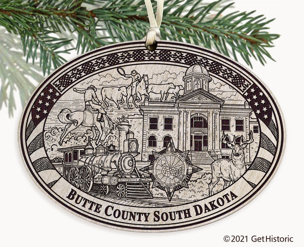 Butte County South Dakota Engraved Ornament
