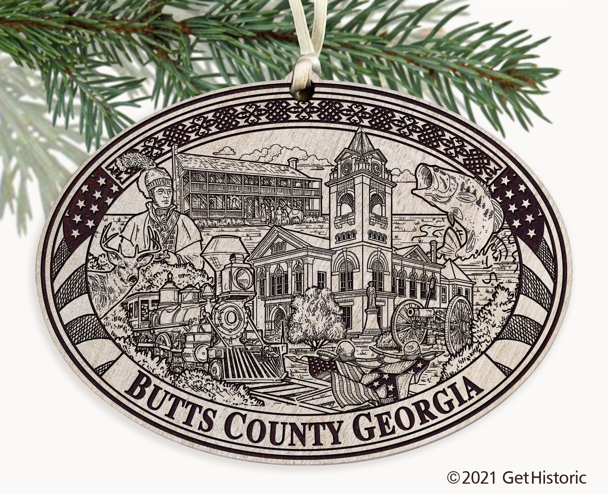 Butts County Georgia Engraved Ornament