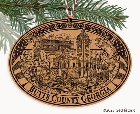 Butts County Georgia Engraved Natural Ornament