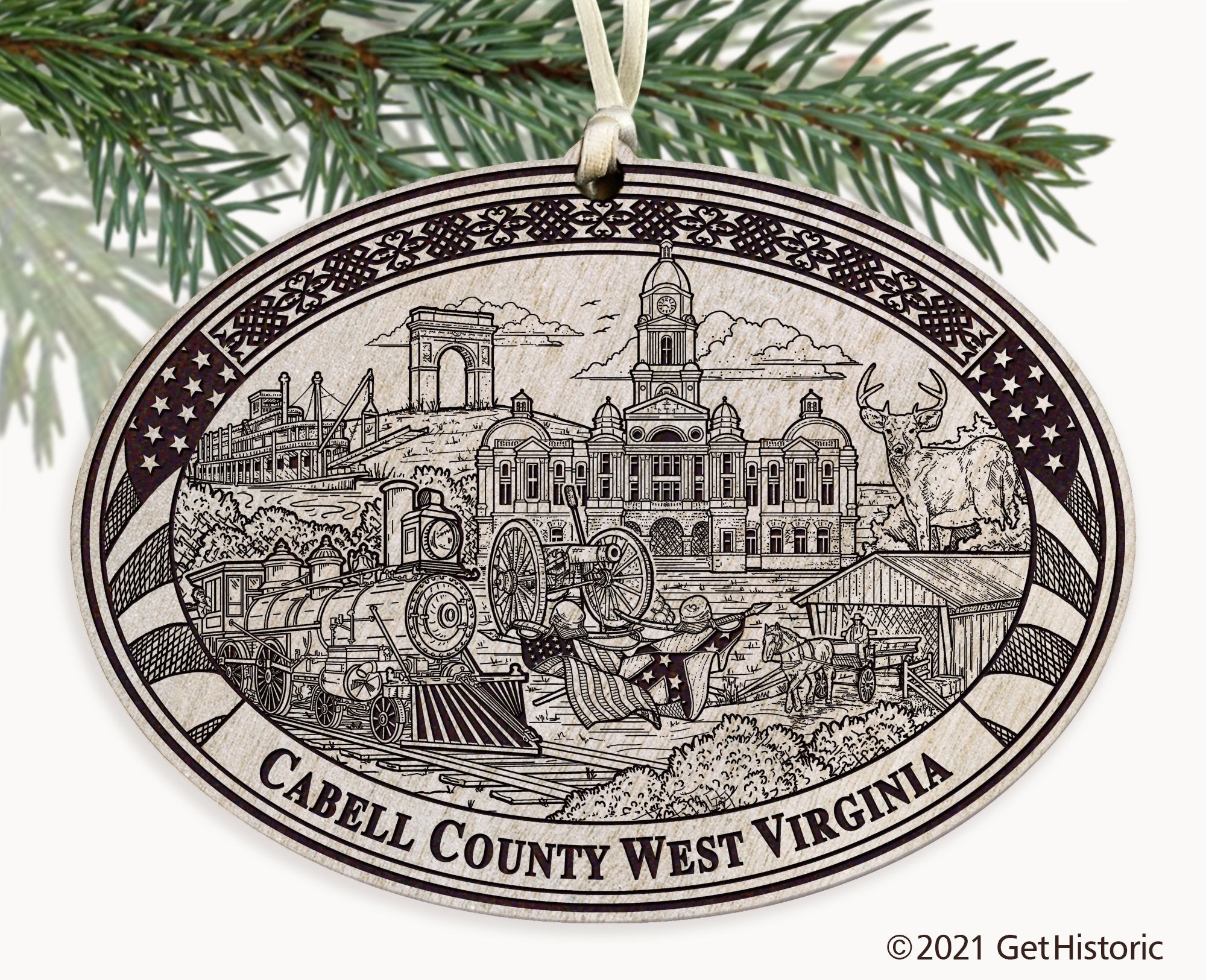 Cabell County West Virginia Engraved Ornament